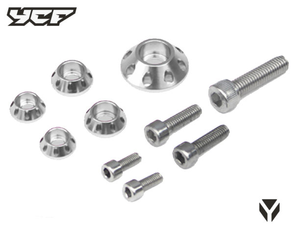 KIT VIS (2xM5 2xM6 1xM8) RONDELLES CNC PLASTIQUES - ARGENT